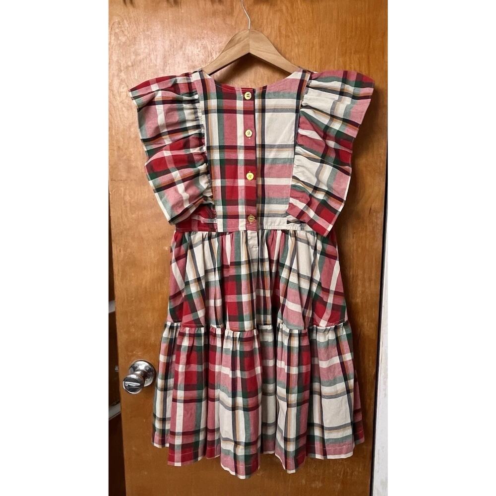 Pink Chicken Raphaela Holiday Tartan Girls Christmas Dress Ruffle Portrait Sz 12 - Picture 4 of 7
